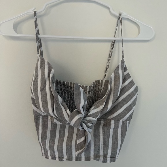 Revolve blue and white striped top with front knot detailing, Size Small - Picture 2 of 8